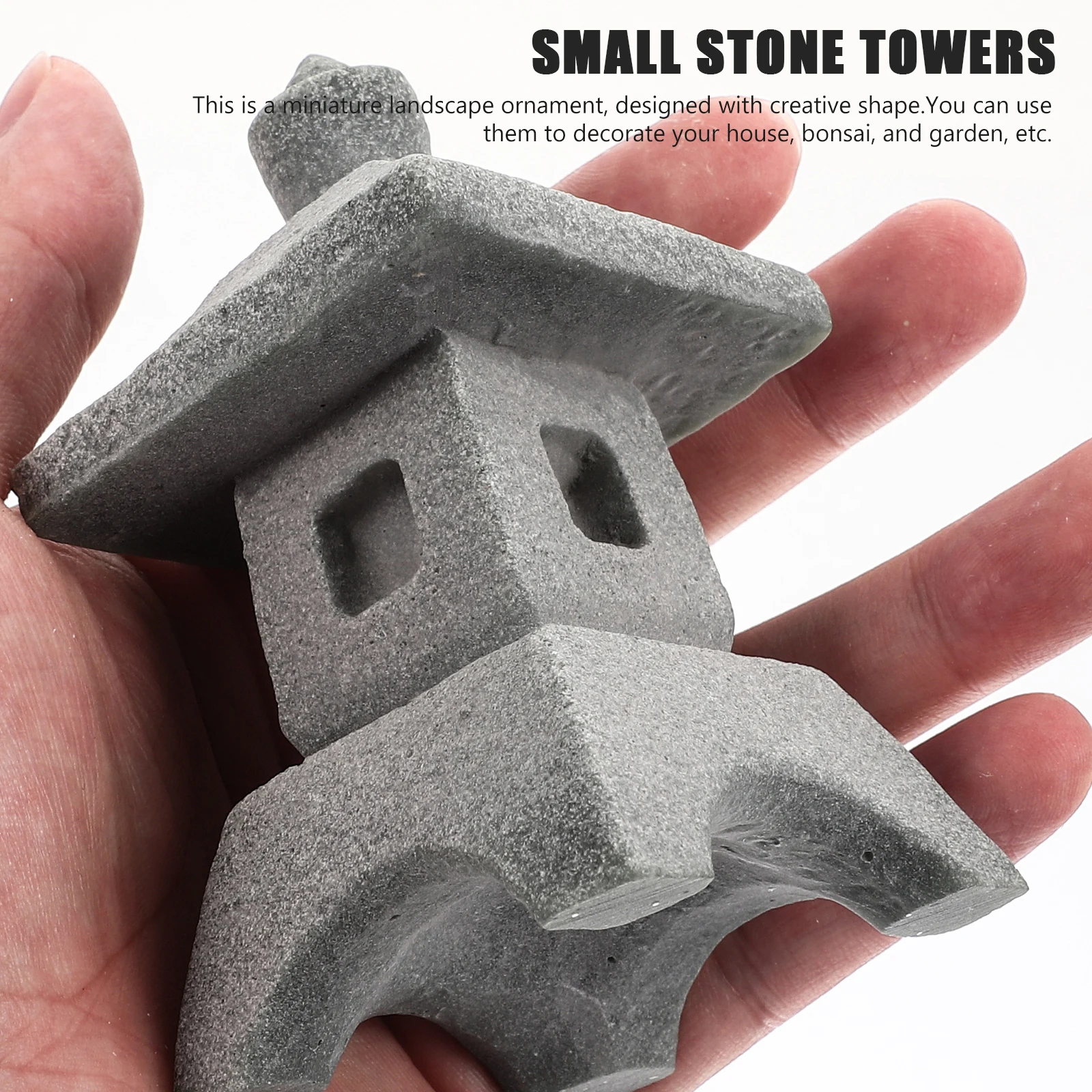 

2 PCS Miniature Pagoda Lanterns Realistic Appearance Decor Bonsai Decoration Small Stone Lantern