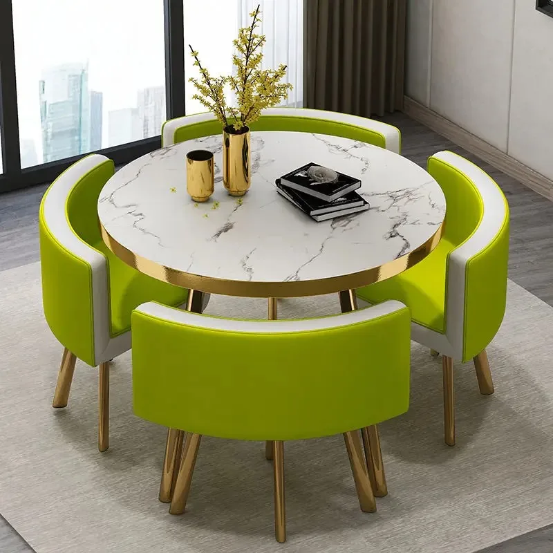 Simple sales department negotiate reception small round table coffee shop milk tea shop 80cm table chair combination  카페 가구세트