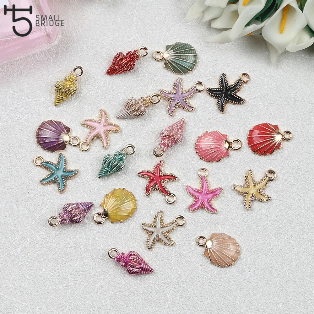 Handmade Mixed Ocean Starfish Enamel Charms for jewelry Making Bracelet DIY Necklace Jewelry Accessories DIY Craft Shell Conch