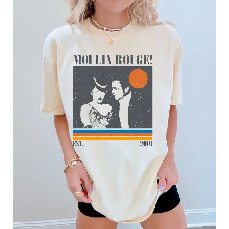 Moulin Rouge! Filme impresso camiseta feminina moda tendência topo primavera/verão puro algodão unissex manga curta camiseta