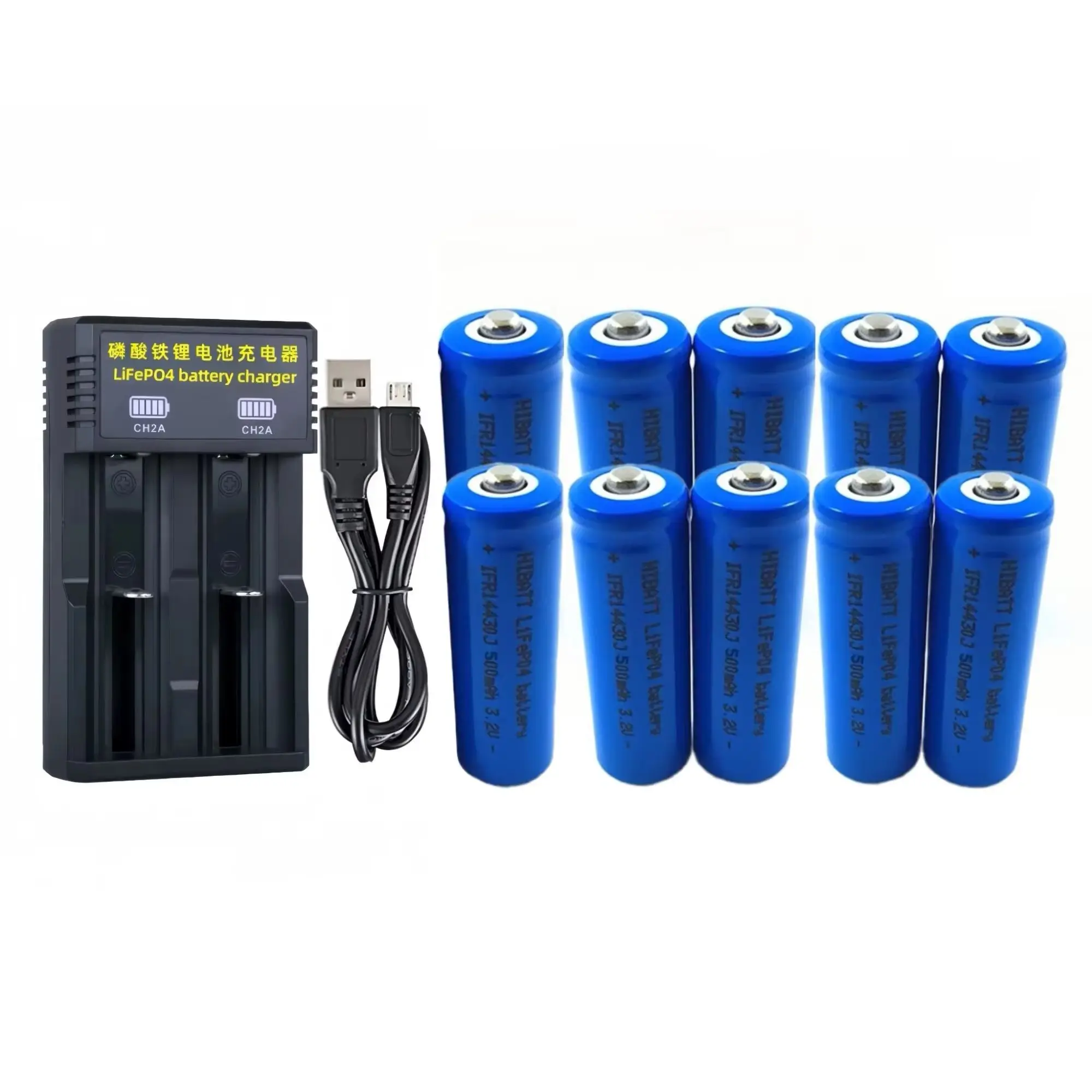 

10PCS 14430 LiFePO4 battery 3.2V 500mAh LiFePO4 Battery Charger for Fans Flashlights Vacuum cleaner Sweeping robots Hair clipper