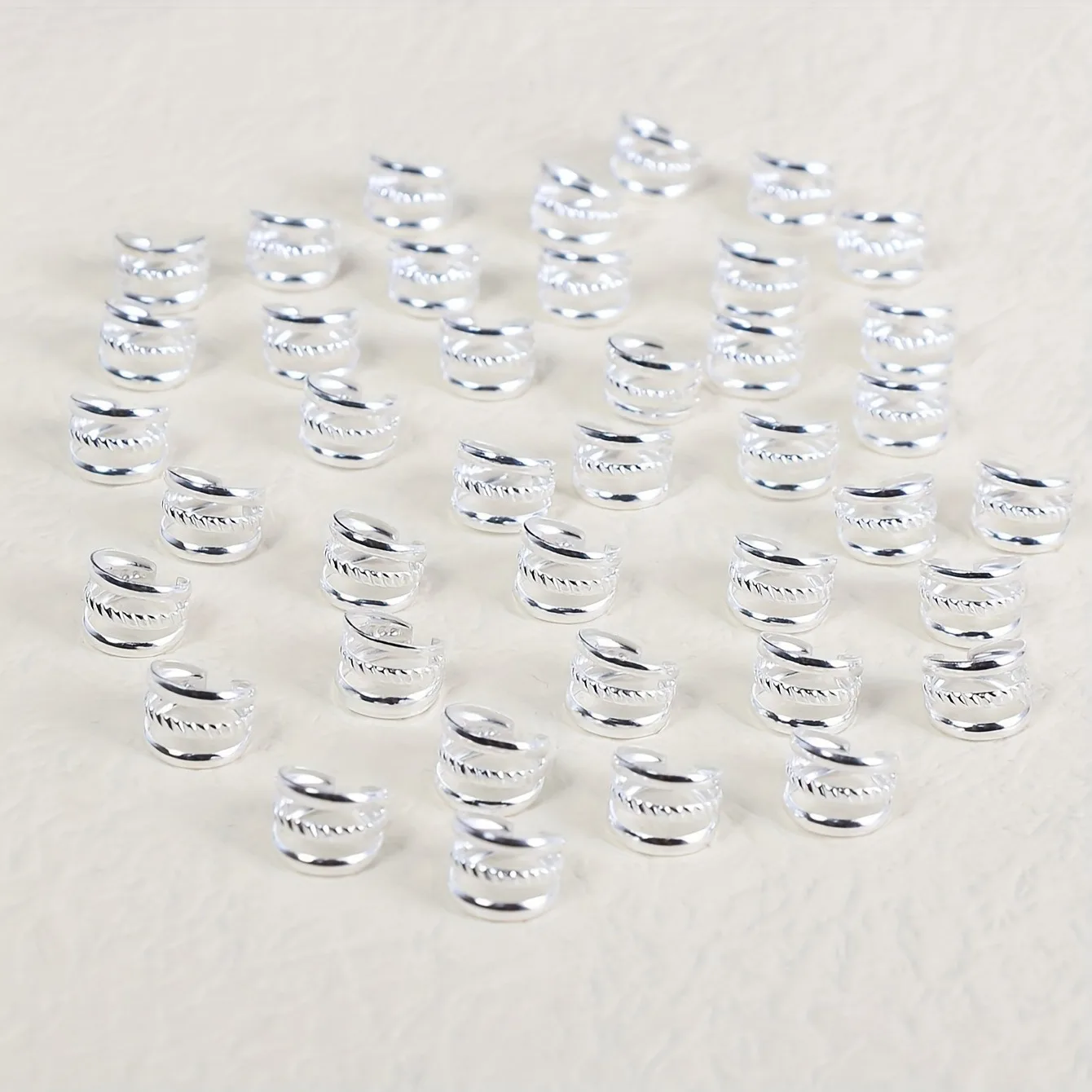 40pcs Hippie Style Three-circle Alloy Braid Hair Ring for Girls and Women-Dreadlock Hair Accessories Loc Hair Jewelry for Braids