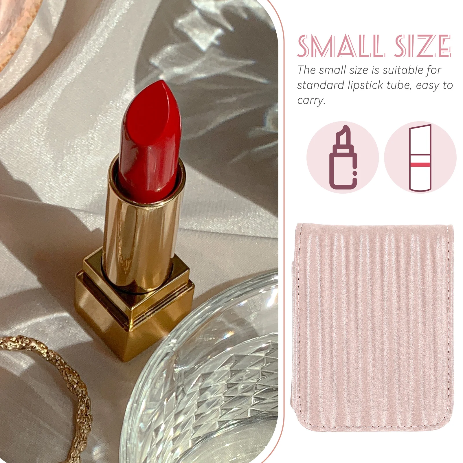 

Mini Lipstick Case with Mirror PU Compact Anti-Fall Shockproof Design for Purse Small Bag for Travel Hiking