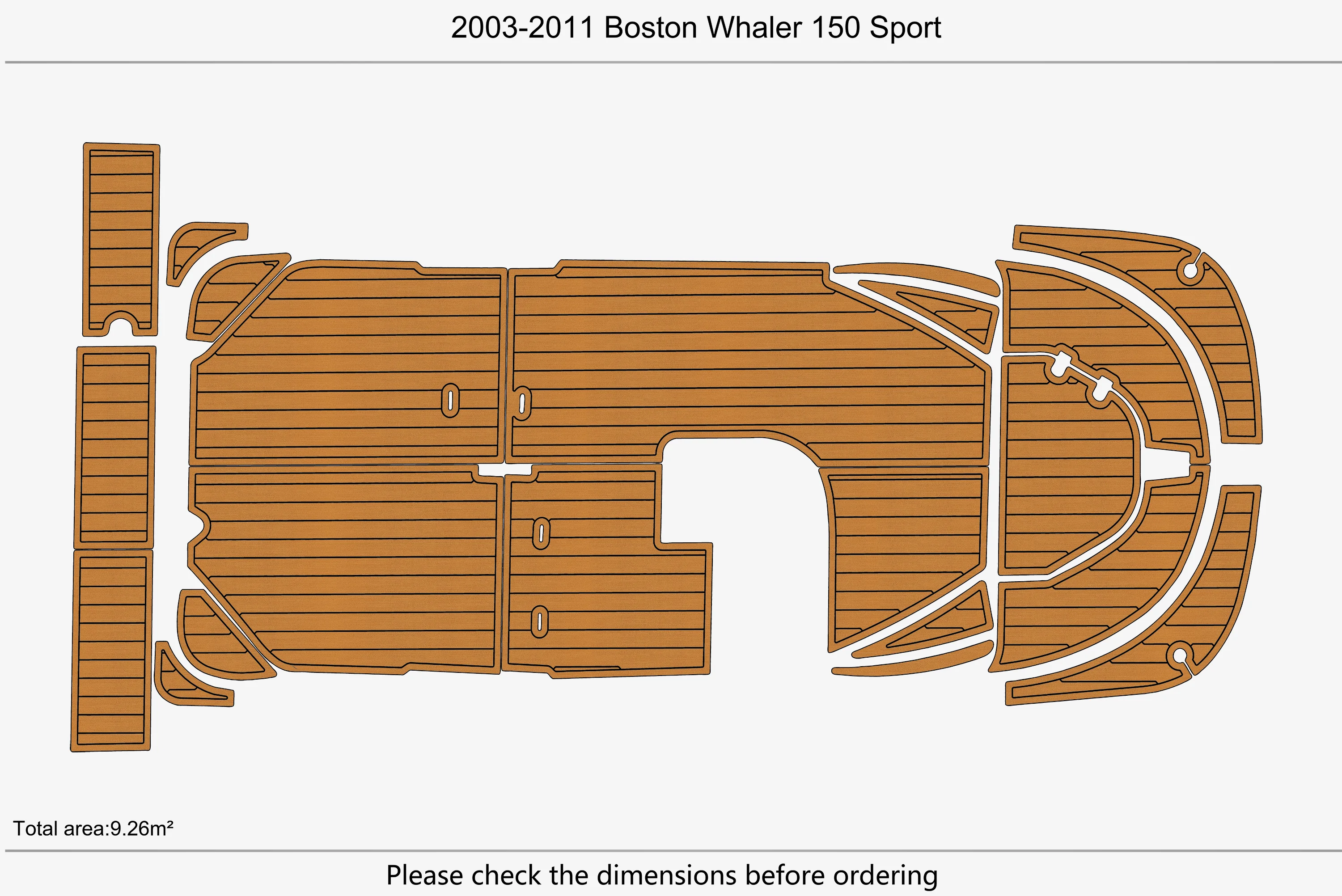 Eva foam Fuax teak seadek marine floor For 2003-2011 Boston Whaler 150 Sport Cockpit Swim platform 1/4