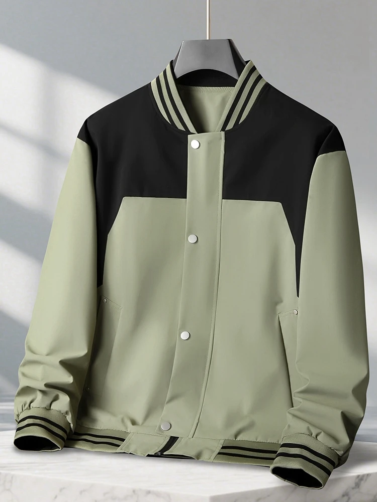 

Loose Fit Baseball Collar Jaet for Men plus Size 300 Pou Casual Spor Outerwear Spring Autumn Polyester Fiber Faion U...