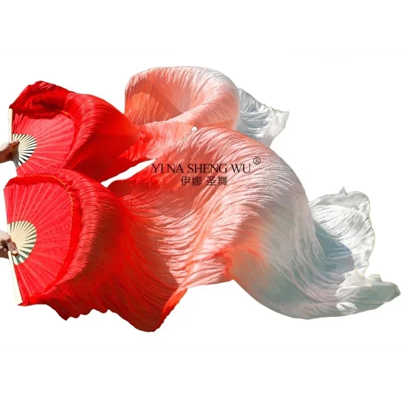 Belly Dance 1 Piece Right Hand Colorful Imitation Silk Handmade Hand Dyed Belly Dance Performance Long Fan For Teenager Adult