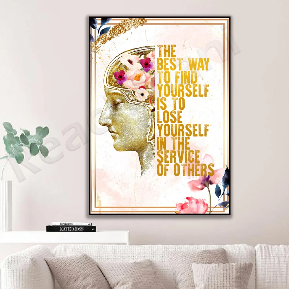 The best way to find yourself is to get lost in serving others poster, mental health poster, self love, self care, social clarit
