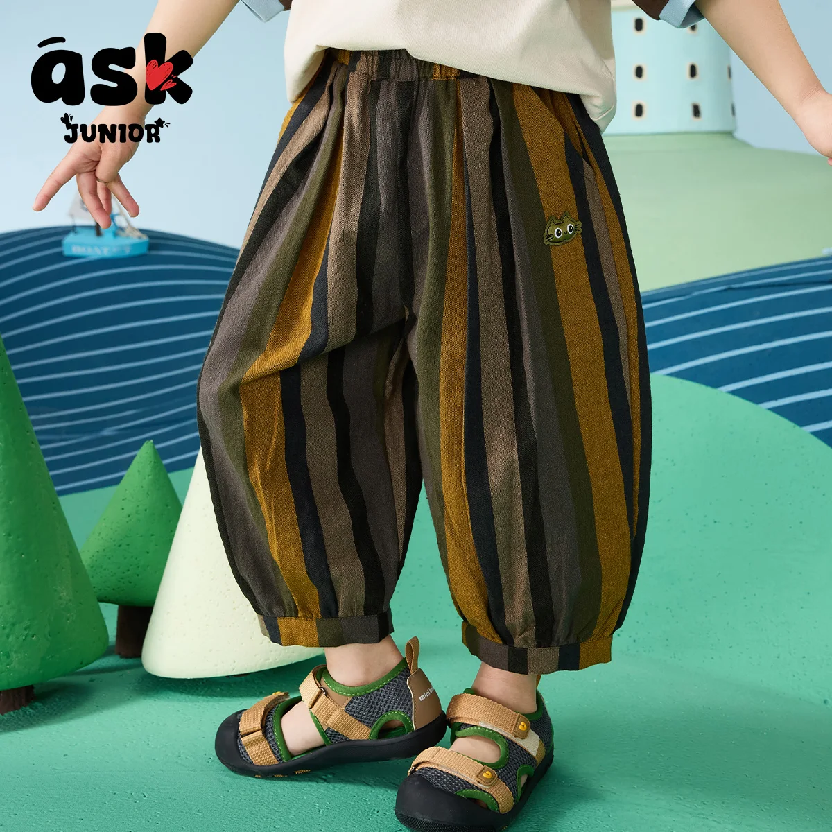 اسأل سروال فجل مخطط متباين على الموضة للأطفال الصغار في الخريف #3