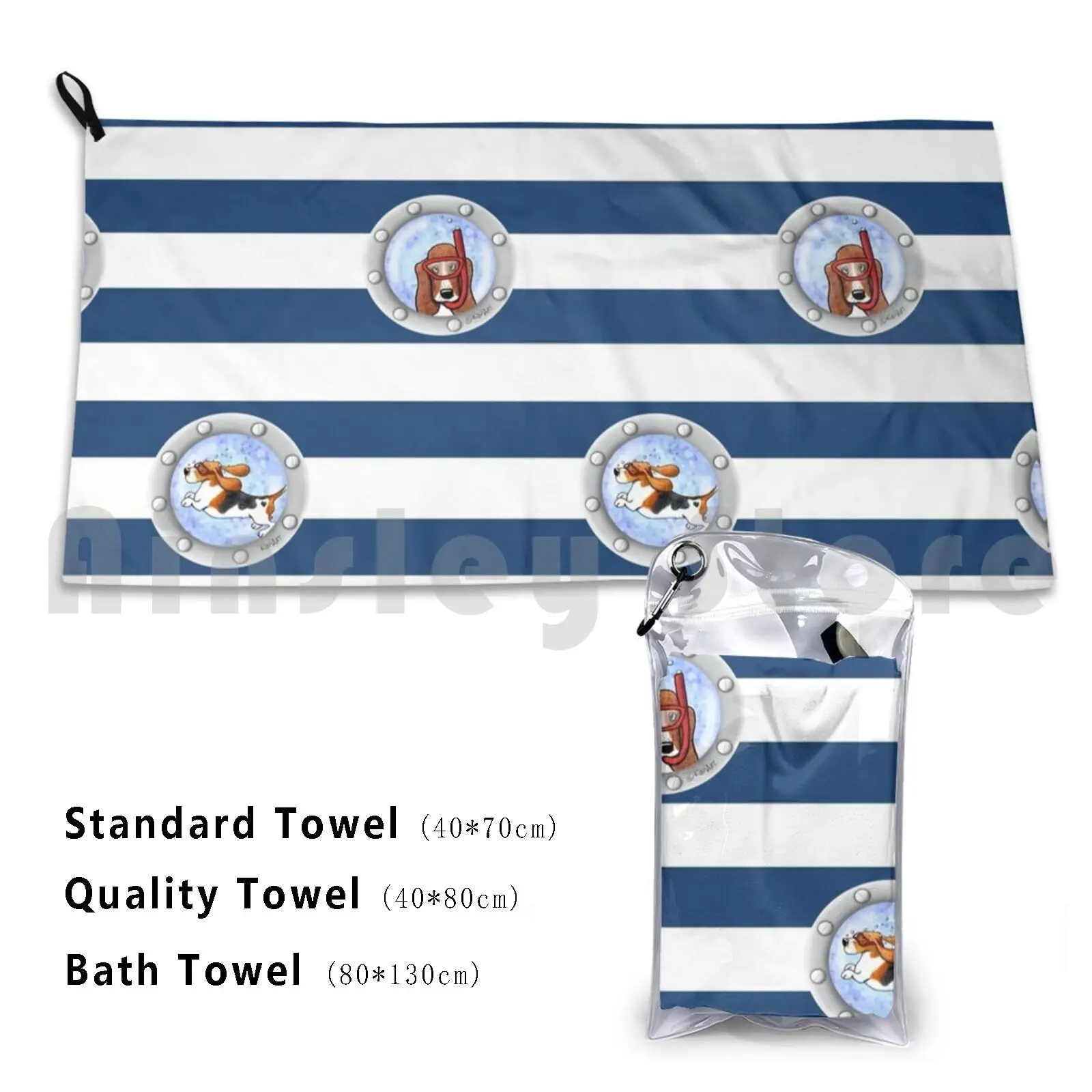 Kiniart Porthole Basset Hounds Bath Towel Beach Cushion Kiniart Basset Basset Hound Snorkeling