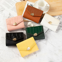 6 Colors Wallet Women Simple Buckle Small Coin Purse Ladies Fashion Trend PU Leather Card Holder Student Mini Money Bag Cartera