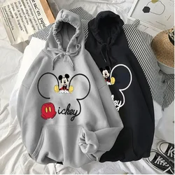 Mickey Mouse Hoodie Women's Oversized Mickey Print Fleece Hooded Loose Top Women's Cotton Streetwear Pullover Hoodies