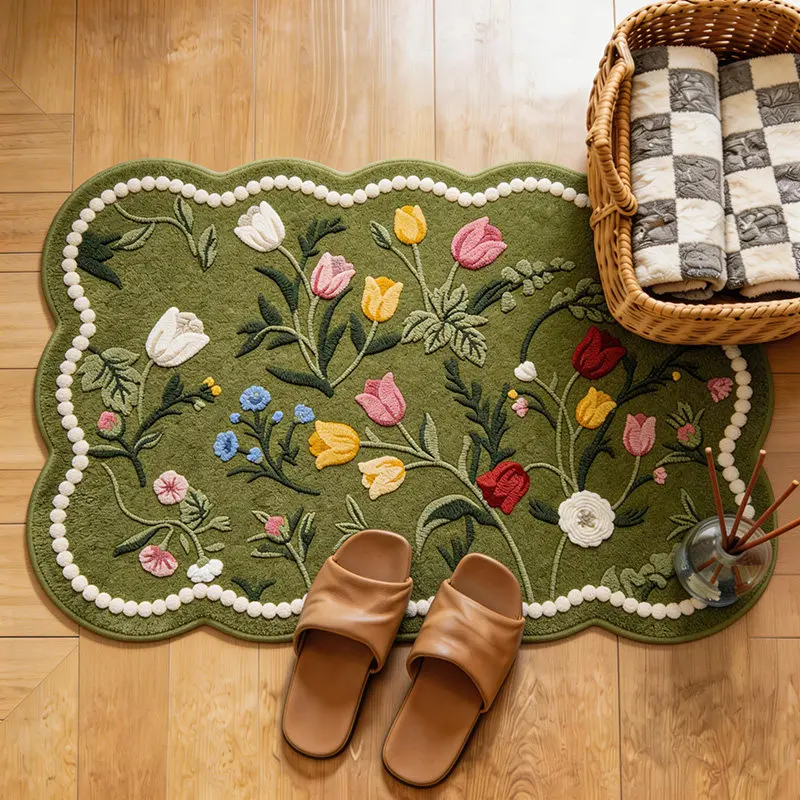 Imitation cashmere bathroom floor mat  absorbent foot mat household quick-drying carpet