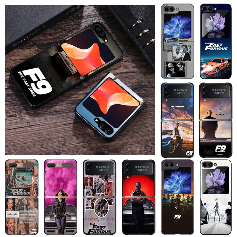 Black Matte Phone Case For Samsung Galaxy Z Flip6 Flip 6 5 4 3 Flip3 Flip4 Flip5 5G The Fast Furious 9 Hard Shell Cover