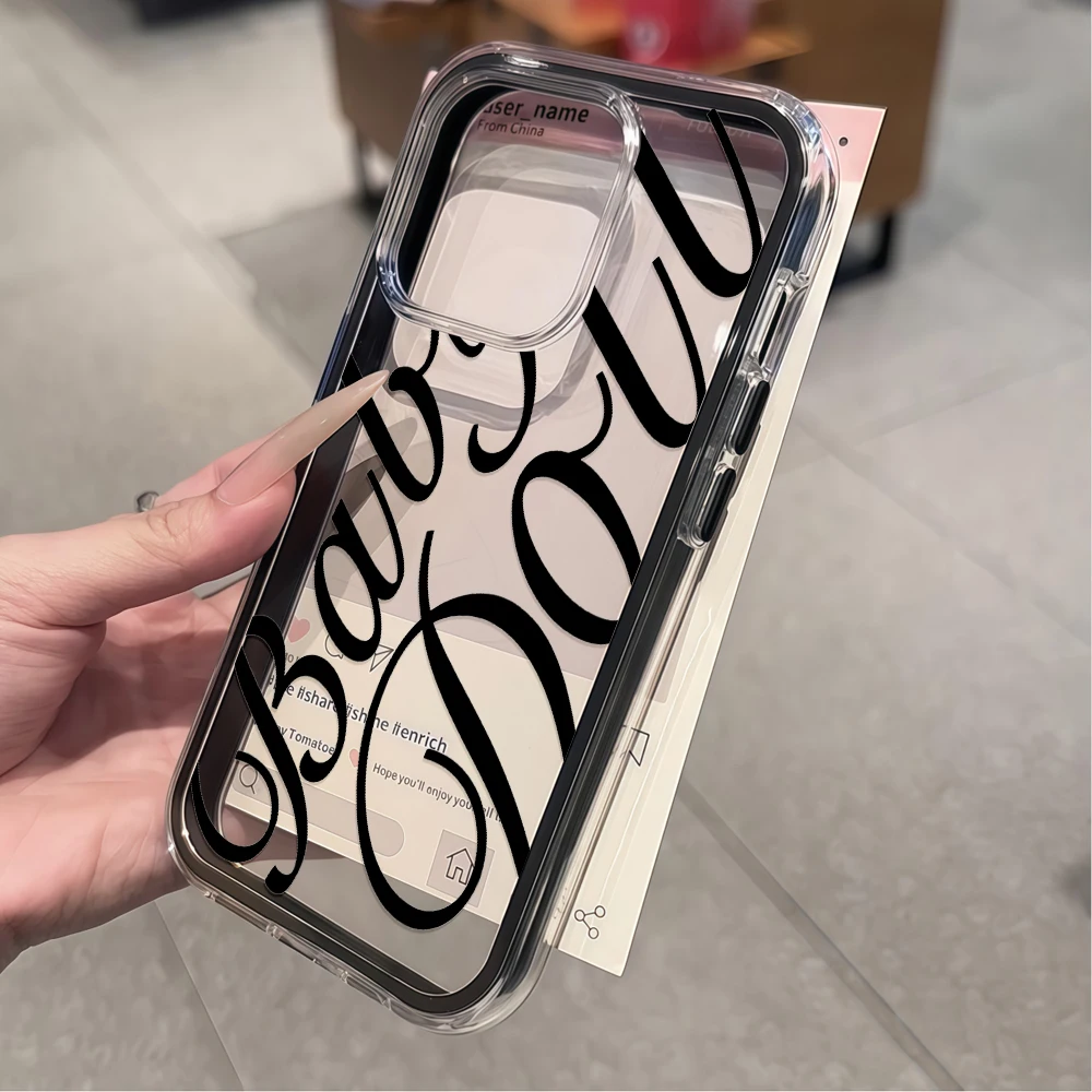 Baby-Mädchen Kursivschrift-Druck Transparente Handyhülle für iPhone 16 14 15 Plus 13 14 15 17 16 Pro Max Air XS Weiche Schutzhülle – Detail 3