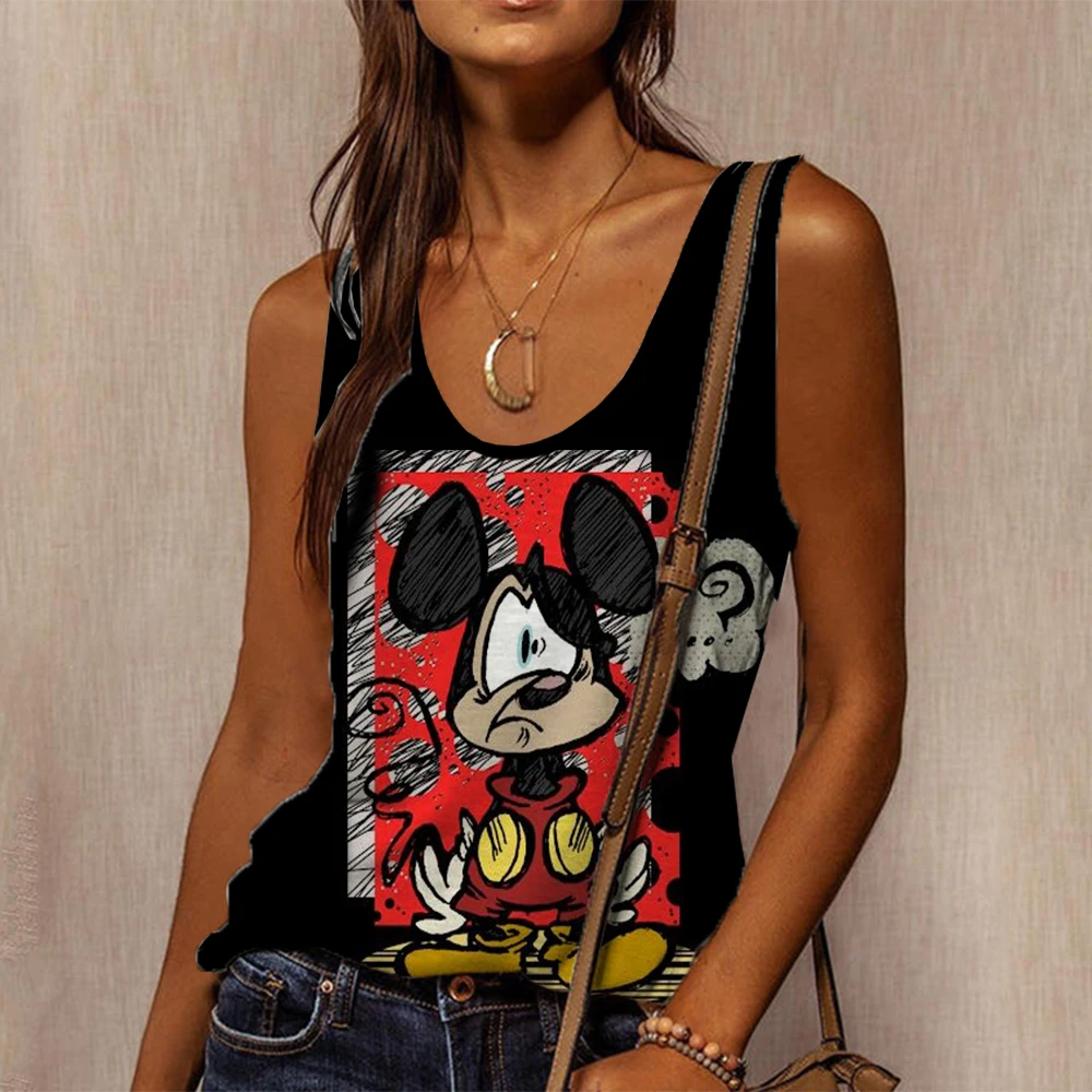 Fashion 90s Tank Top Disney Mickey Mouse Tank Top Fun T-shirt Women\'s Stitch T-shirt Pattern T-shirt Street Clothing