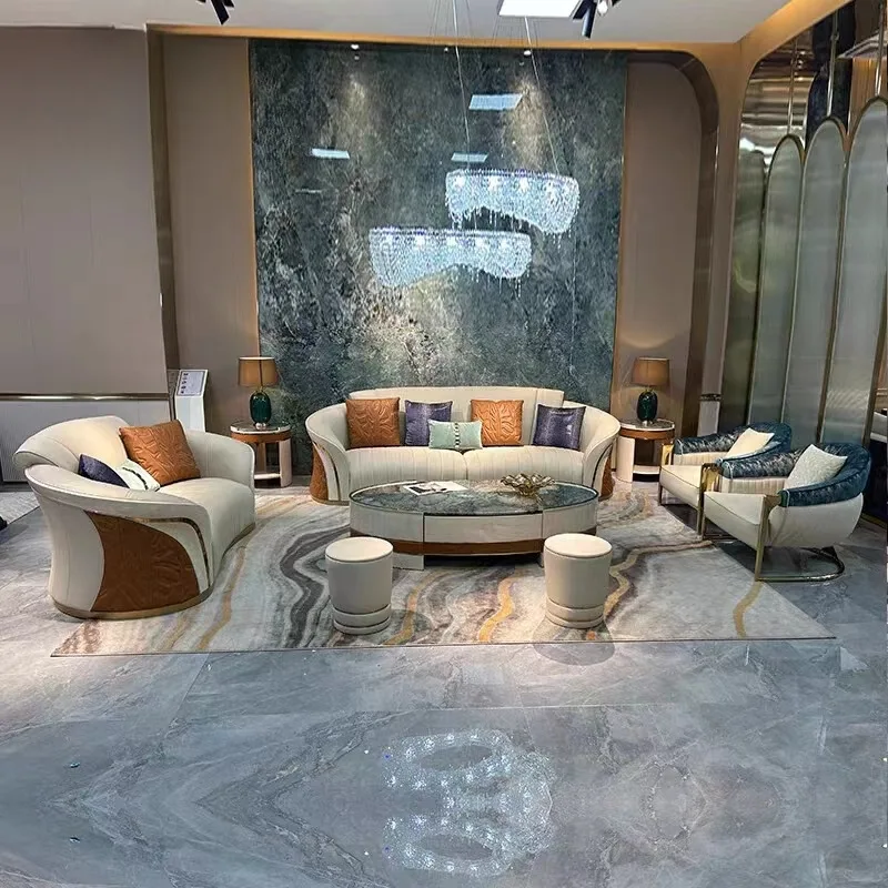 -For Modern Luxury Wood Microfiber L-Shape Sofa Set Slipcovered Customized Color Size for Living Room Home Office Basement Use&