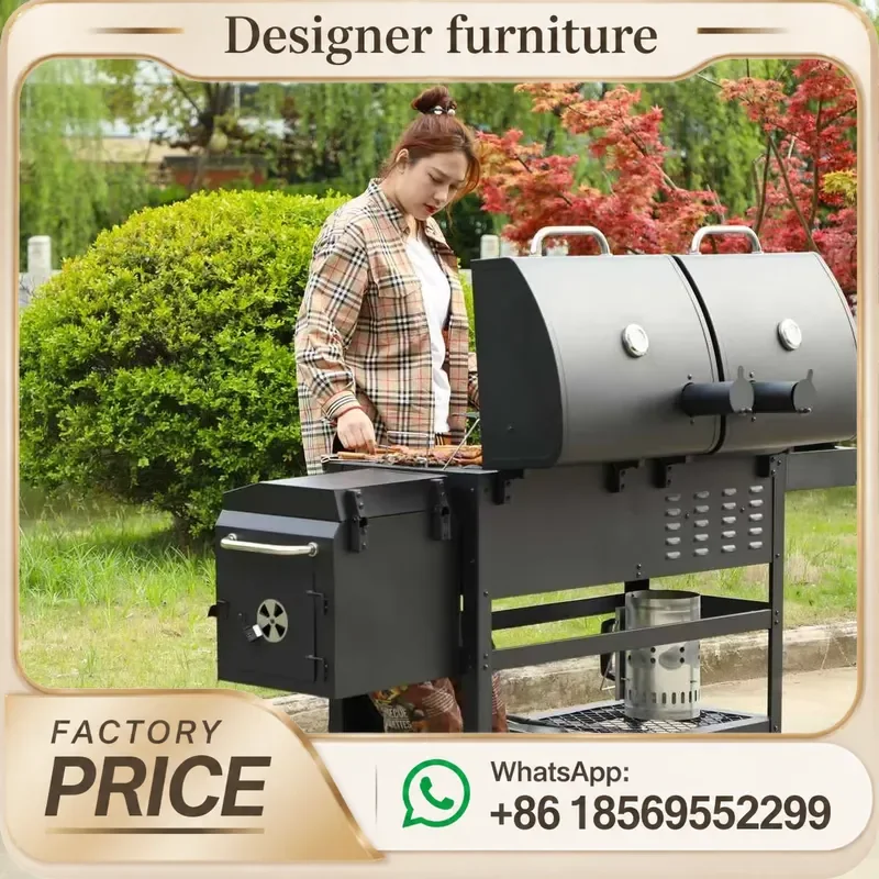 Charcoal Gas BBQ Grill Smokeless Barbecue For Backyard Garden Camping Outdoor Kitchen Cart Commercial Trolley