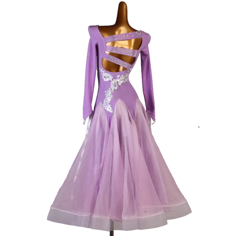현대 댄스 드레스, 다이아몬드 인레이가 있는 대형 윙 드레스, 여성 성인 무대, 전문 볼룸 댄스, 왈츠 댄스 의상