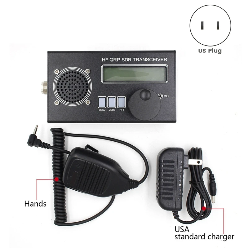 1 Set Portable Multifunction Shortwave Radio Transceiver USDX QRP SDR Radio Hobbyist Transceiver + US Plug