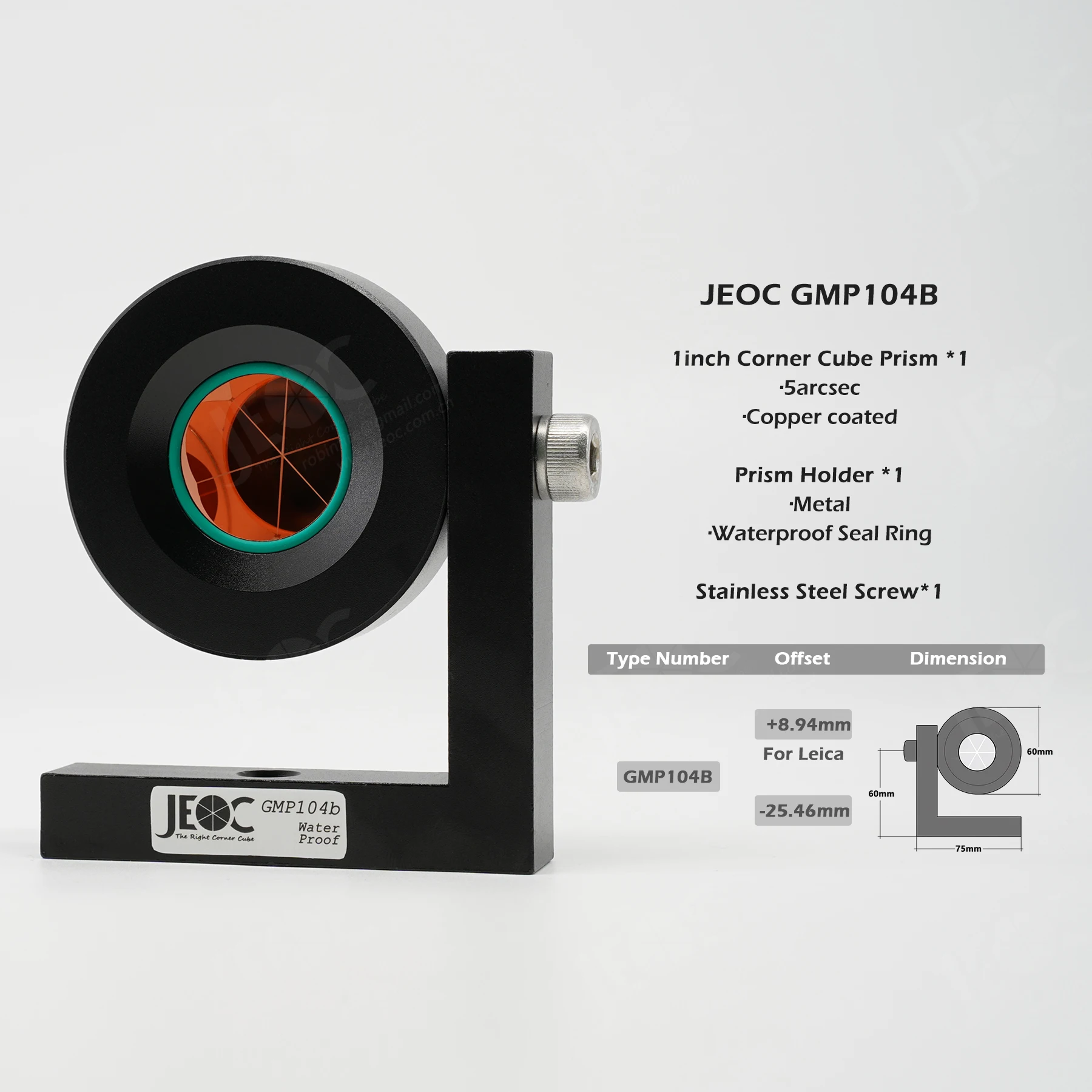 JEOC 90 Degree Water Proof Monitoring Prism GMP104B, GMP104 1 inch L Bar Reflector, for Leica total station, Land Surveying