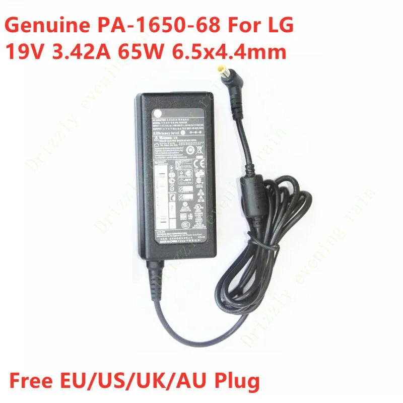 Genuine 19v 3.42a 65W PA-1650-68 AC adapter for LG R400 m2280d m2380d m2780df c500 ADP-65JH AB LCD monitor power supply charger