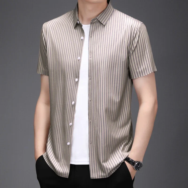 Men's New Summer High-end Seamless Digital Printed Short Sleeved Shirt Fashion Trend Casual Short Sleeved Shirt