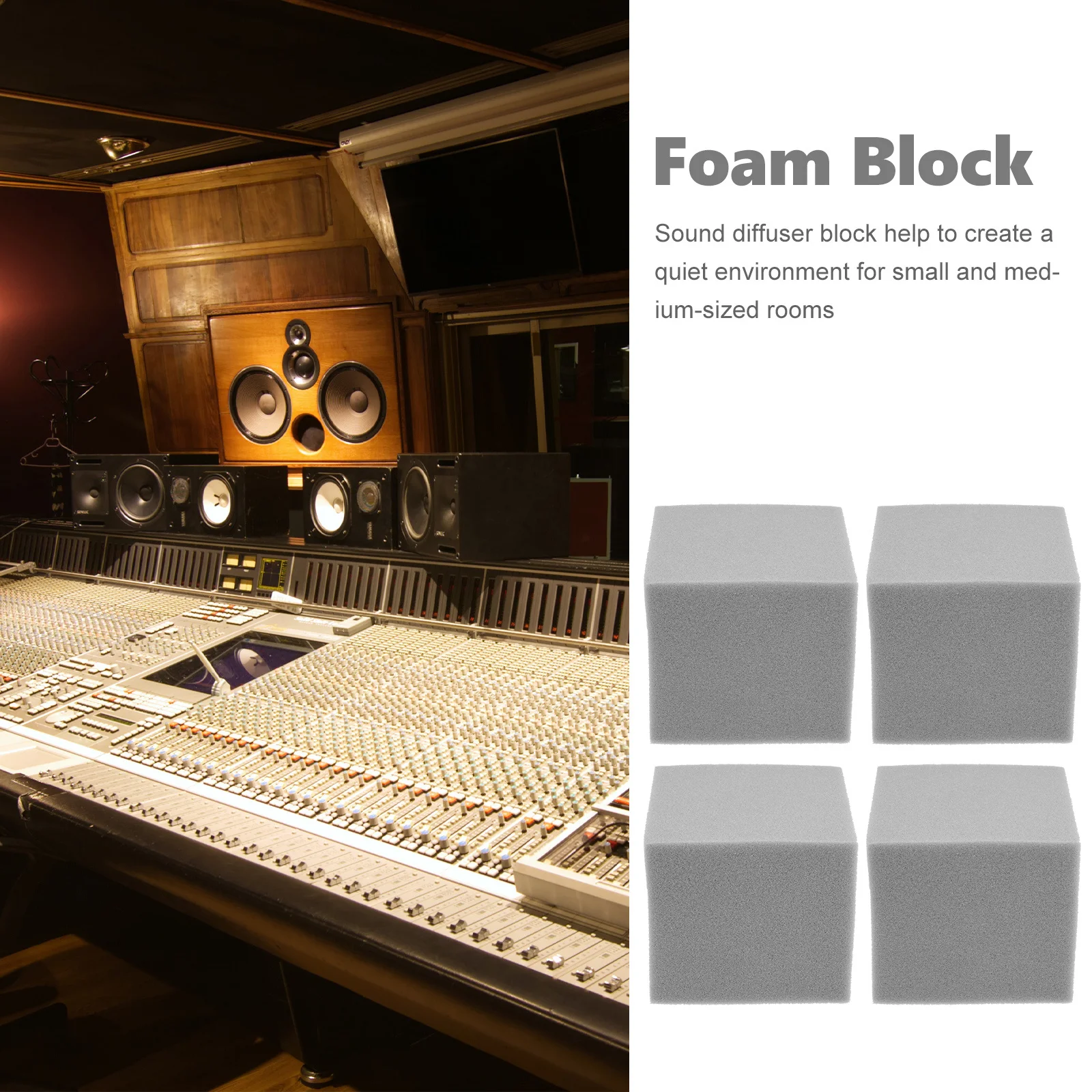 

4Pcs Bass Traps Acoustic Foam Corner Blocks Sound Diffuser Panels for Soundproof Wall Tiles Studio Sound Absorbing Supplies