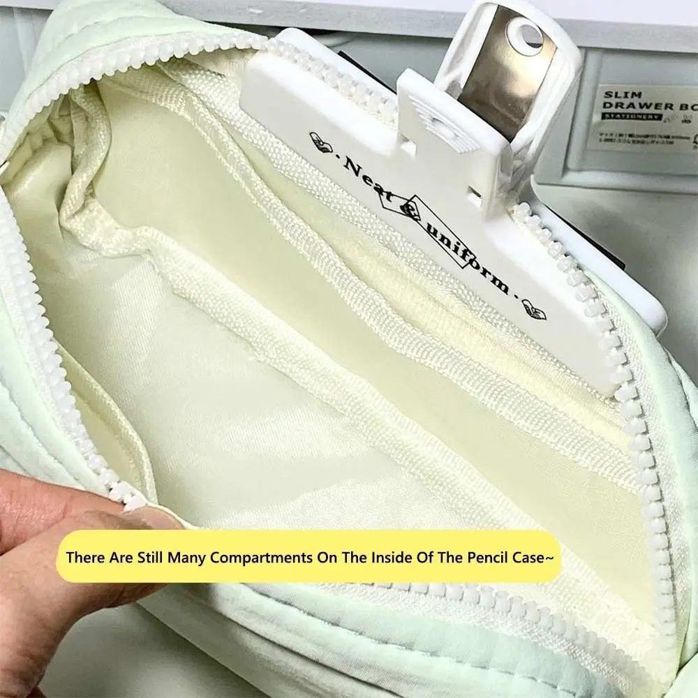 Simplicity Solid Color Pen Bag Large Capacity Portable Stationery Bag Zipper Design Pen Box Students