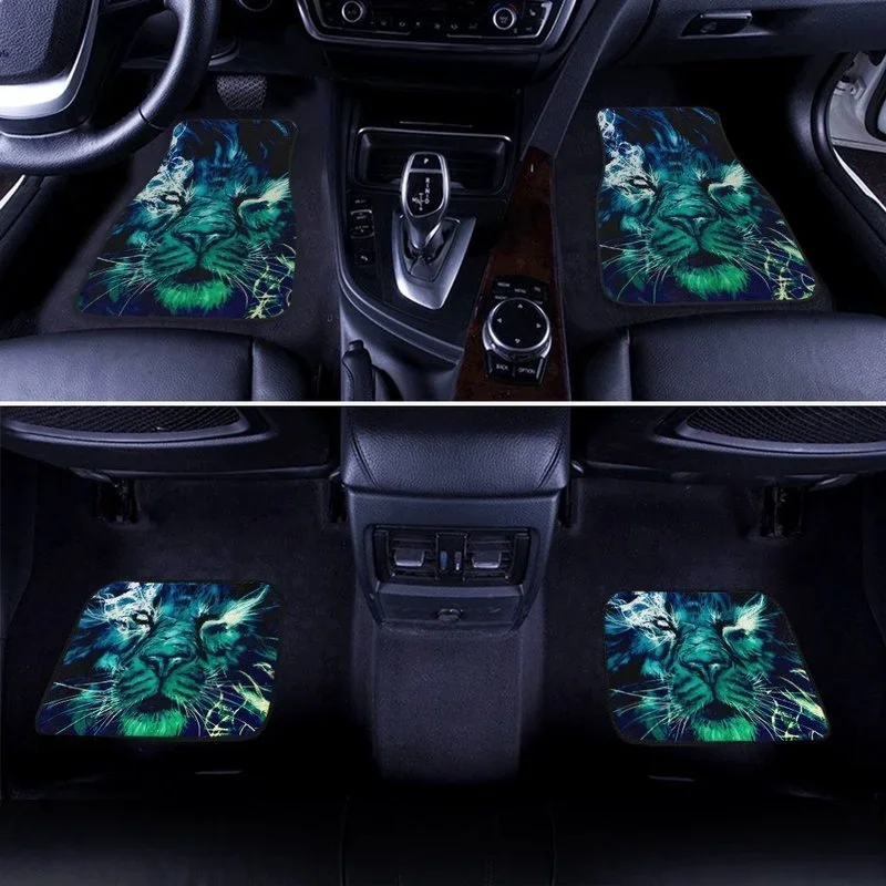 Pretty Cool Lion Car Floor Mats Custom Car Accessories Gift Idea For Dad 4PCs Pack