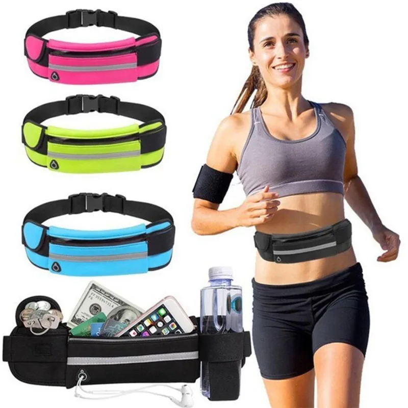 Waterproof Running Waist Bag Canvas Sports Jogging Portable Outdoor Phone Holder Belt Bag Women Men Fitness Sport Accessories