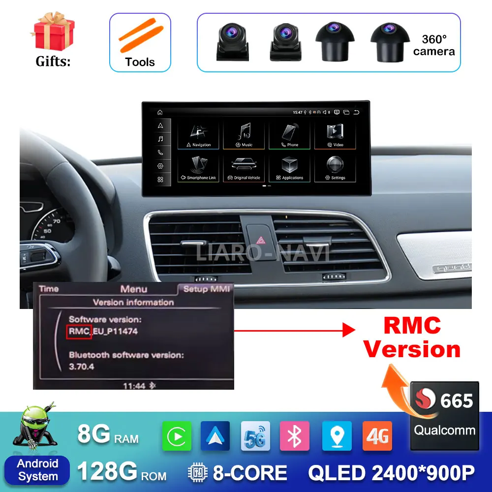 Draadloze Carplay 4G Android 16 voor Audi Q3 2013 - 2018 GPS Navigatie Auto Video Multimedia Speler WiFi BT DSP Stereo Auto Gereedschap