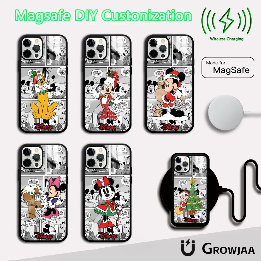 

Christmas Pluto Mickey Phone Case For IPhone 16 15 14 13 12 11 Pro Max Plus Mini Magsafe Mirror Wireless Magnetic Cover