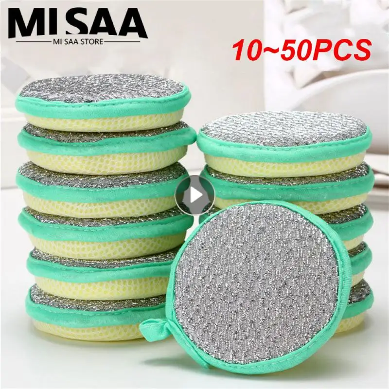 10~50PCS 2.5cm/1.8cm Cleaning Scouring Cloth Ingot Kitchen Accessories Solid Color Cleaning Towel Sponge Cleaning Tools Rag