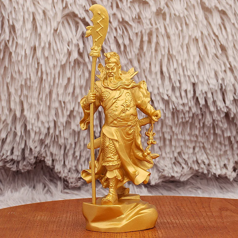 

Golden God of Wealth Decoration Carved Office Decorations Alloy Ornaments Indoor Metal Crafts Master Guan