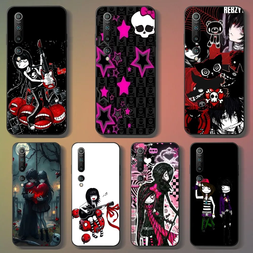 

Love Black And Cute Emo Phone Case For Xiaomi 11 Redmi Note 11 5G 8T 9A 9 10T Note8Pro Note9 12SUltra Black Case