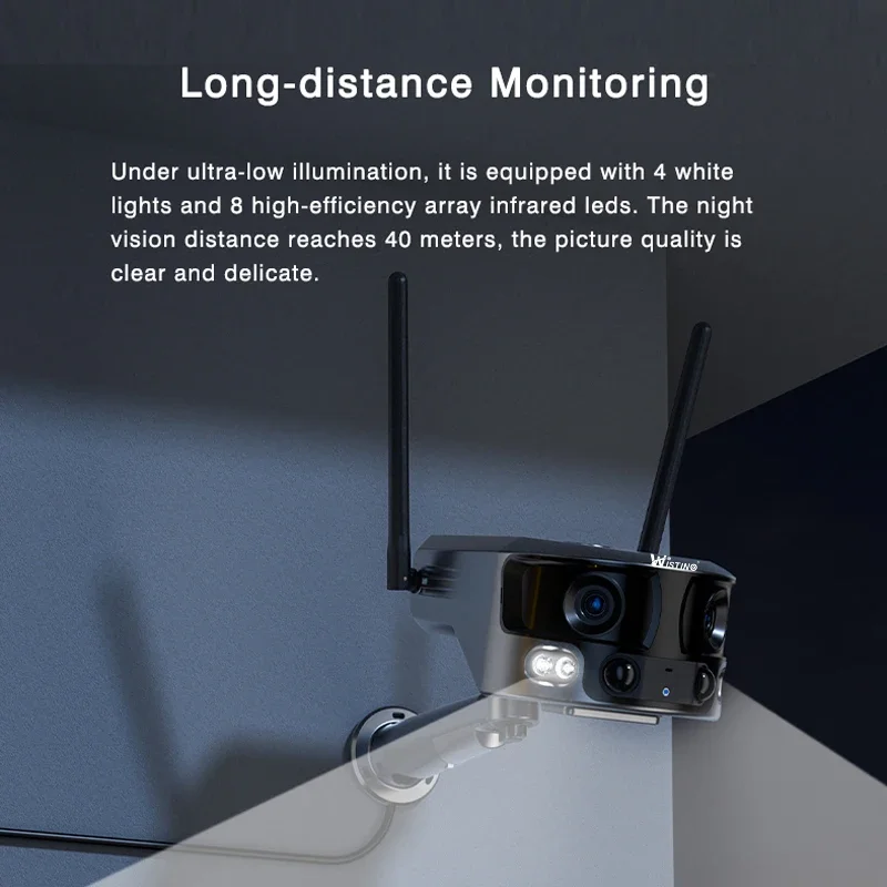 Wistino HD 4K 8mp 180 درجة واي فاي 4G ملون للرؤية الليلية بانورامية تعمل بالطاقة الشمسية كاميرا تعمل بالطاقة الشمسية في الهواء الطلق