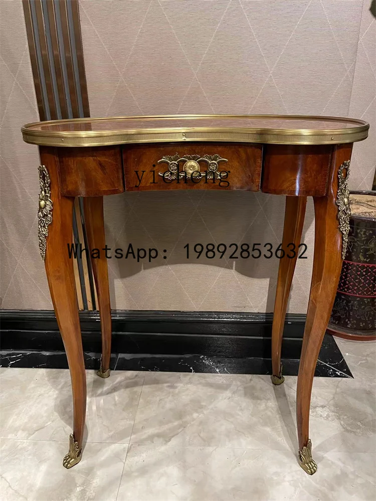 European Style Corner Table English Style Mahogany Solid Wood Coffee Table Model Room Sofa Table