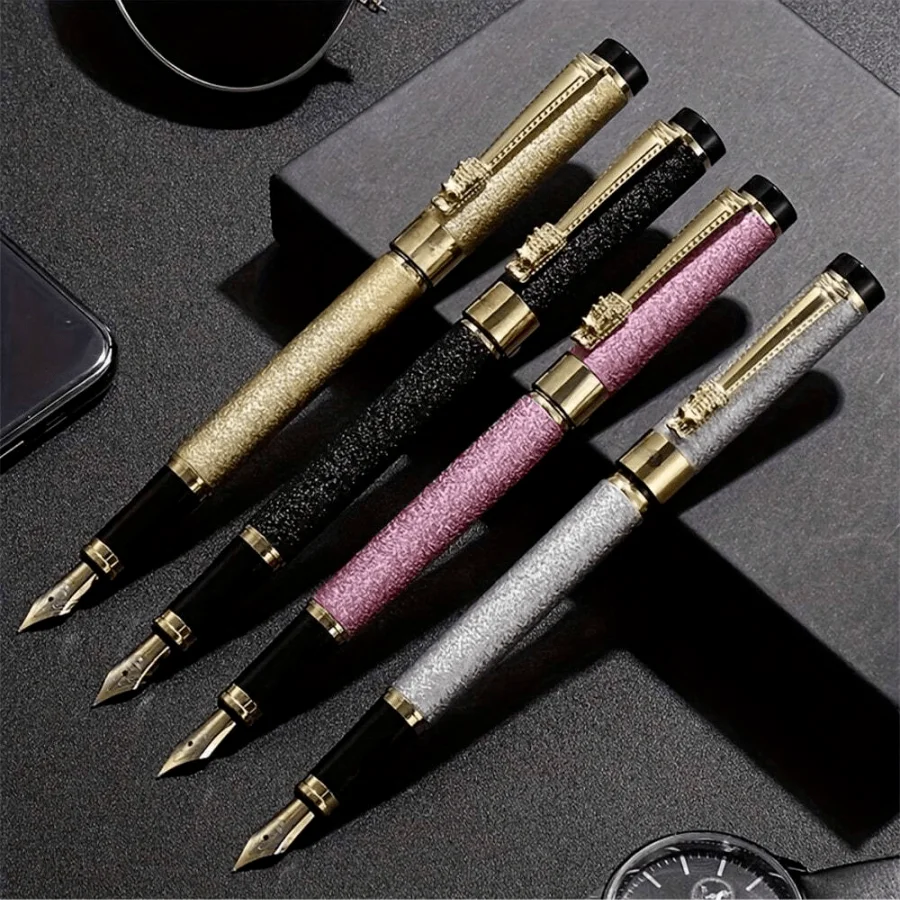 1 Pc Scrub Metal Pen, Lridium Tip Medium Size 0.5mm, Office School Students for Men and Women Daily Writing Best Fountain Pen,
