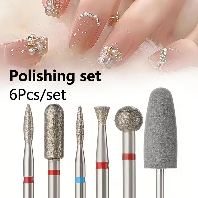 Perceuse à ongles pour enlever le gel, outils de polissage, pédicure, manucure, meulage à distance, planche, polisseuse, 6 pièces par ensemble