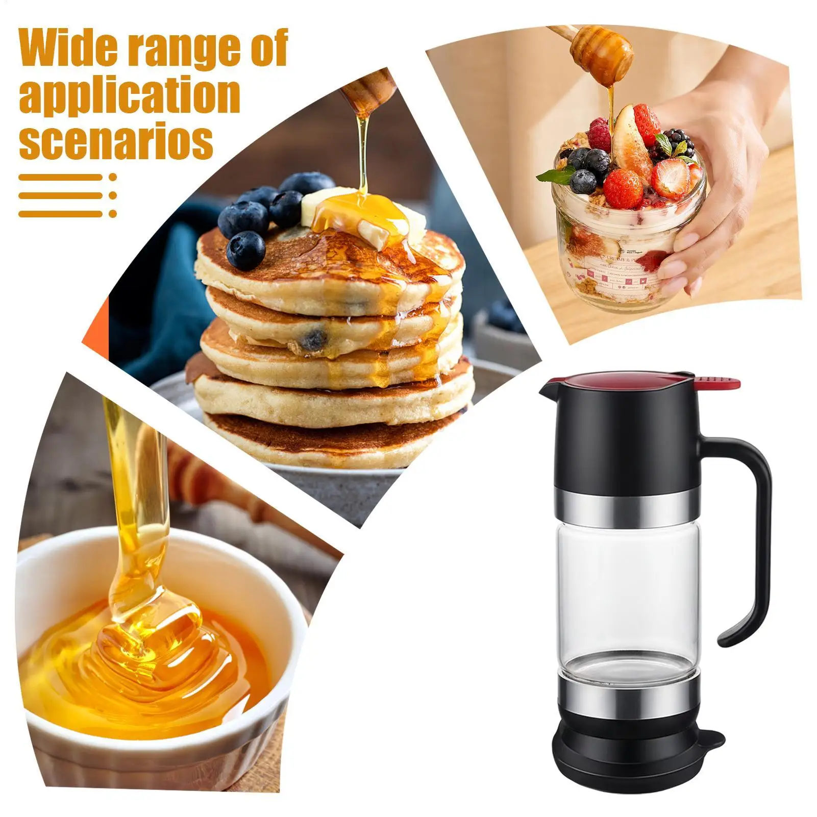 

Диспенсер для меда из прозрачного стекла, емкость-дозатор для сиропов, соусов, заправок для кухни, бара, столовой