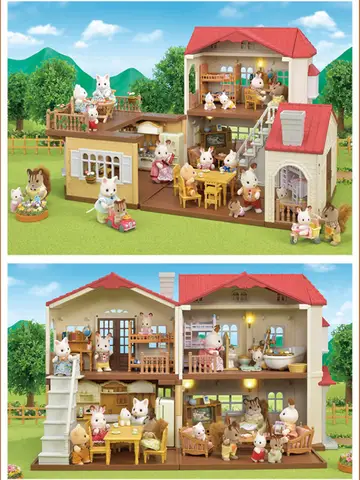 Forest Animal Villa Set DIY Toy Simulation Furniture Bedroom Set Halloween Toy Girl Play House Toys Family Model Children Gift