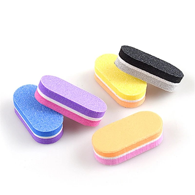 500/200Pcs Mini Nail Buffer Block 180/100 Grit Sponge Nail Polish Sanding Buffer Strips Nail File Blocks Manicure Tools