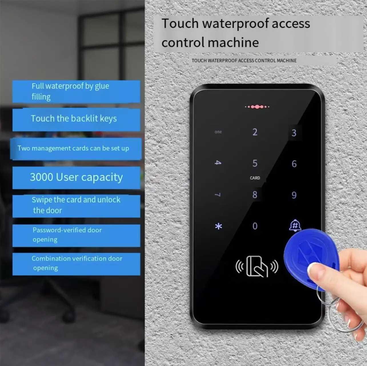 

Waterproof Electronic Access Control Card Reader Glass Door Lock Integra ted Machine Electromagnetic Lockdigital lock