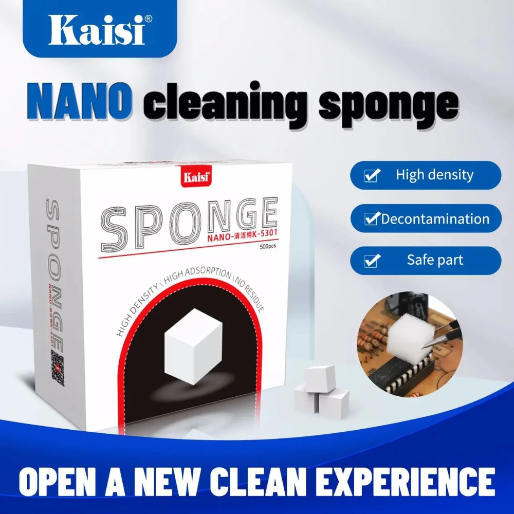 Kaisi K-5301 nano esponja de limpeza para tela do telefone móvel/câmera/pcb fluxo de solda limpeza de óleo sem floc e resíduos
