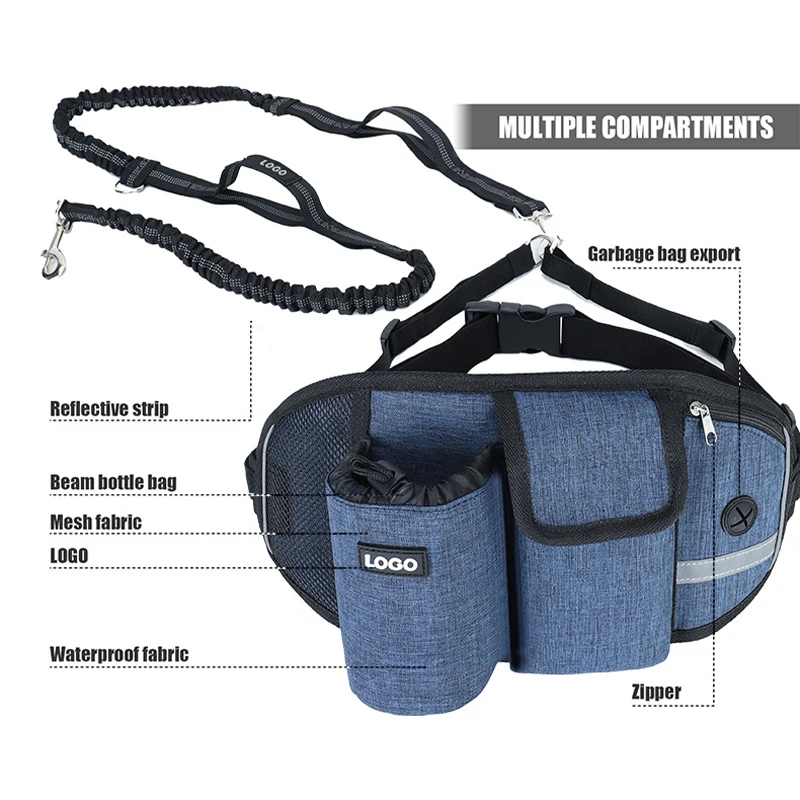 

Retractable Dog Walking Waist Bag Adjustable Reflective Running Leash Puppy Training Pouch Outdoor Hands Free Dog Traction Rope