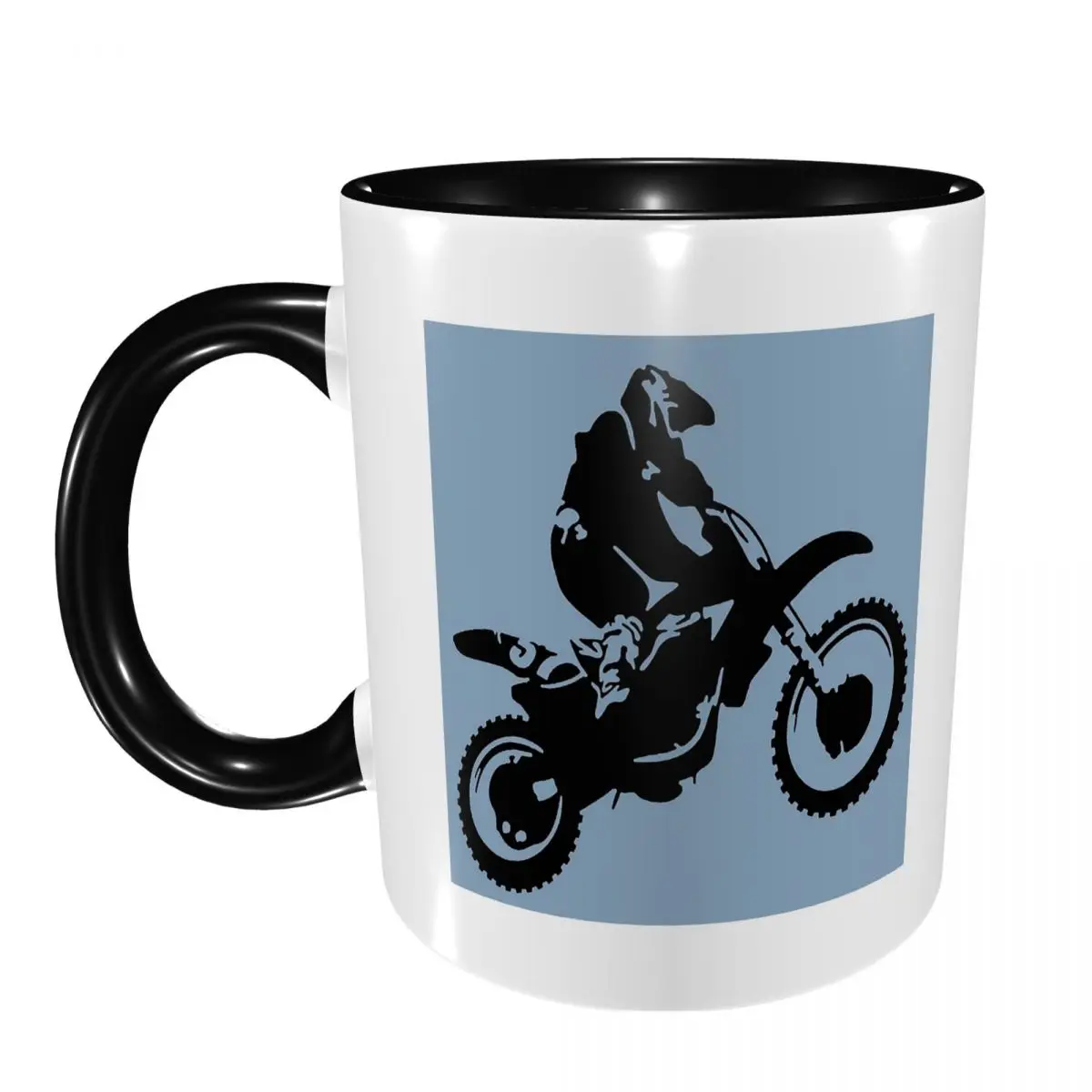 Moto X Dirt Bike Monotone Vector Art Mug Funny Ceramic Coffee Cups Tea Mugs Milk Cup Drinkware Gift for Friends