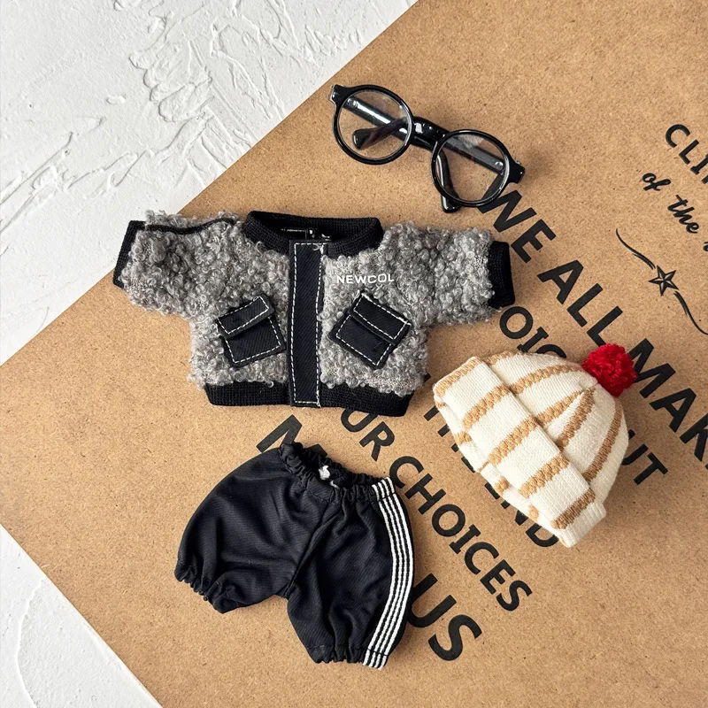 

For plush bear clothing set - jacket, shorts hat, glasses replacement set cute doll costume accessories Only clothes no dolls