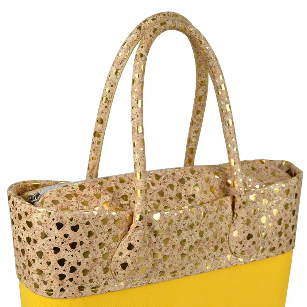 TANQU Waterproof Faux PU Leather Wood Pattern Insert Inner Pocket Plus Handle Combination for Classic Mini Obag O Bag