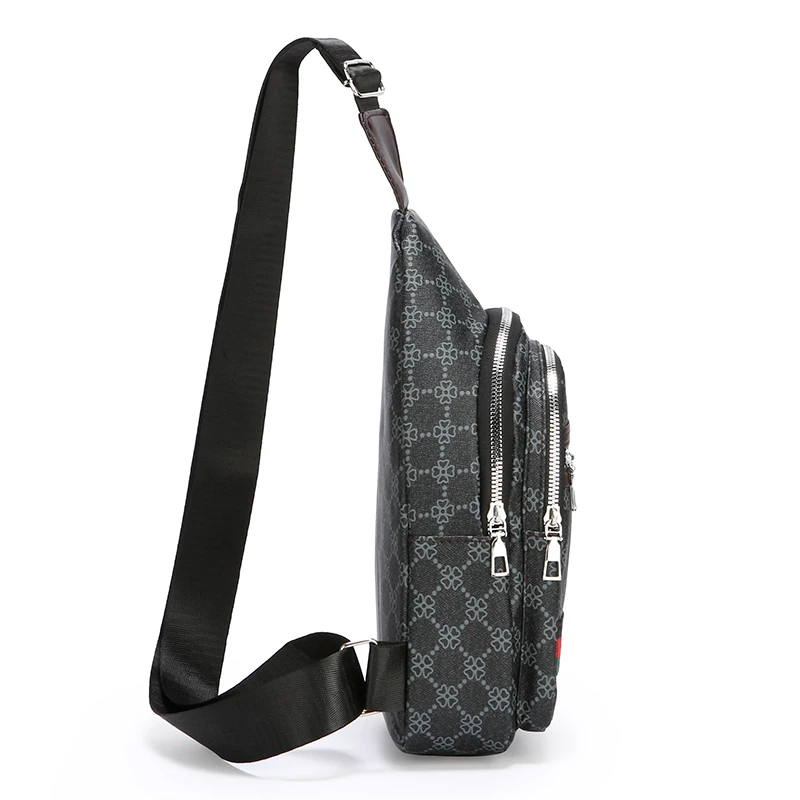 Vintage Pattern Men Sling Chest Bag, Multi‑compartment Business Casual Travel Crossbody Chest Pack