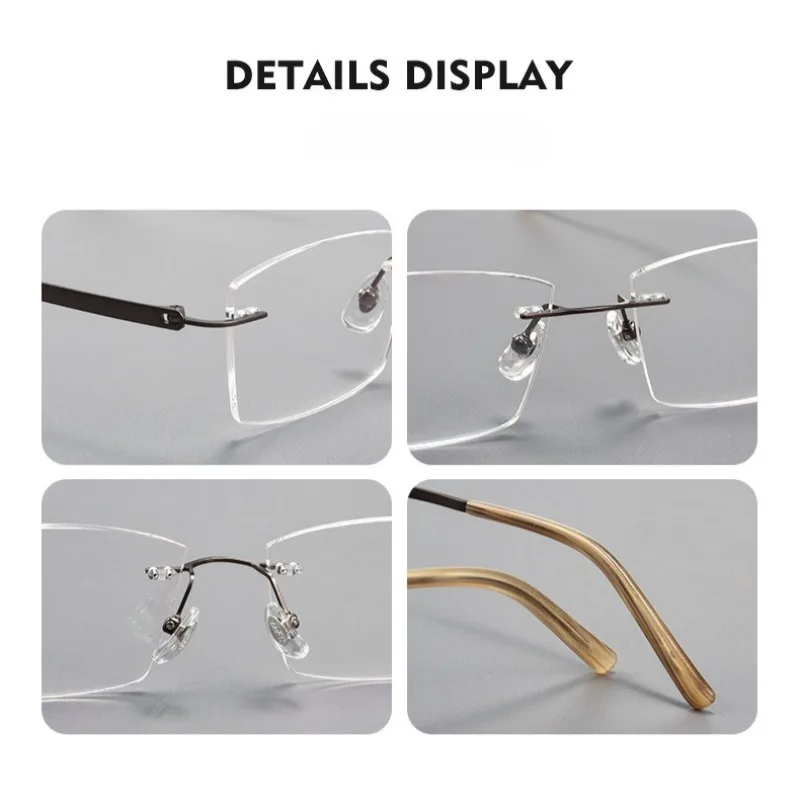 Pure Titanium Eyeglasses Rimless Optical Frame Spectacle Premium Business Men's Myopia Prescription Frameless Glasses 150mm Leg